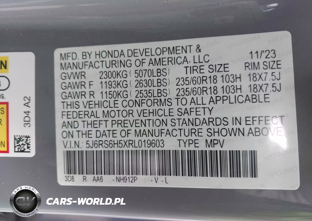 2024 Honda Cr-V Hybrid Sport VIN:5J6RS6H5XRL019603 - 9