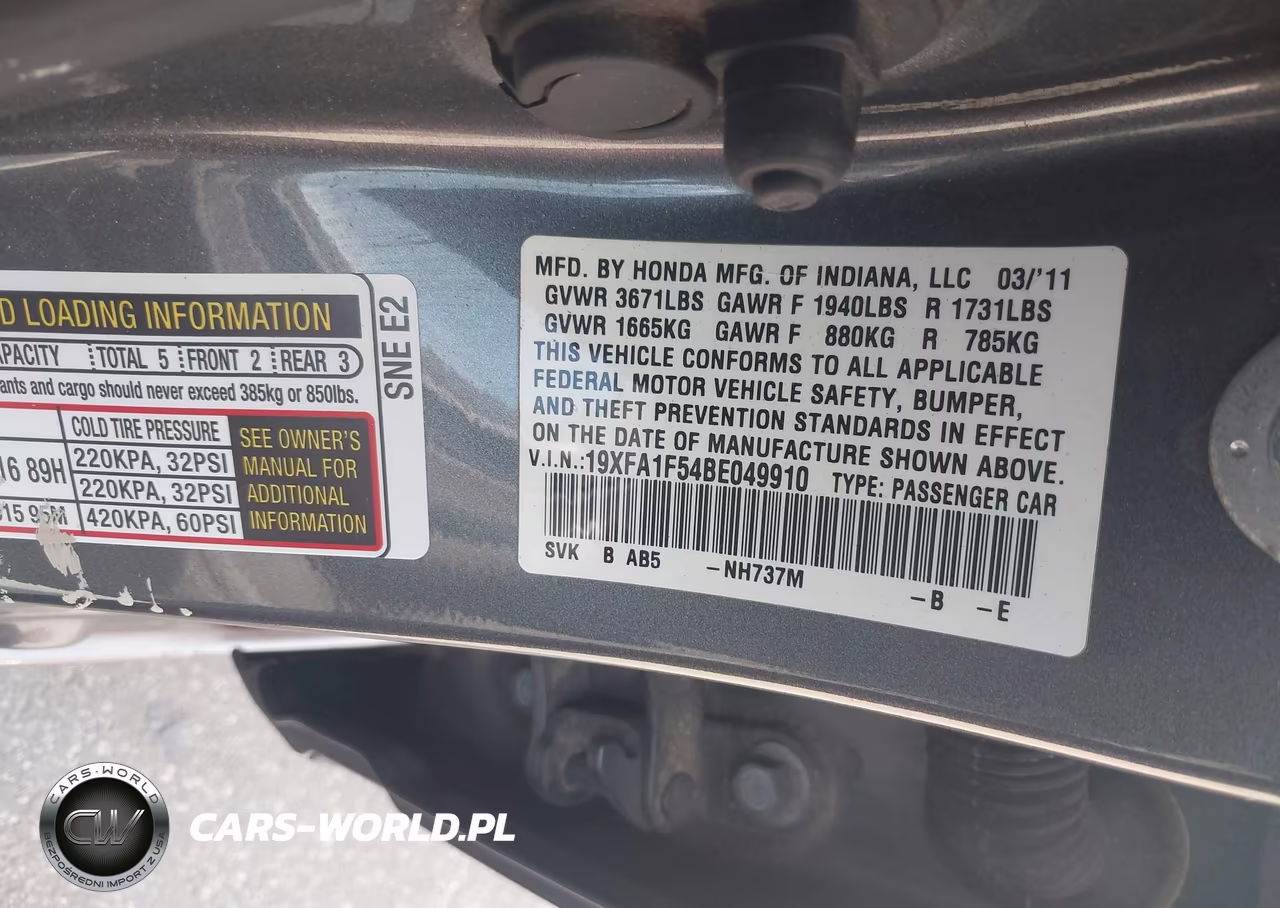 2011 Honda Civic Lx VIN:19XFA1F54BE049910 - 9