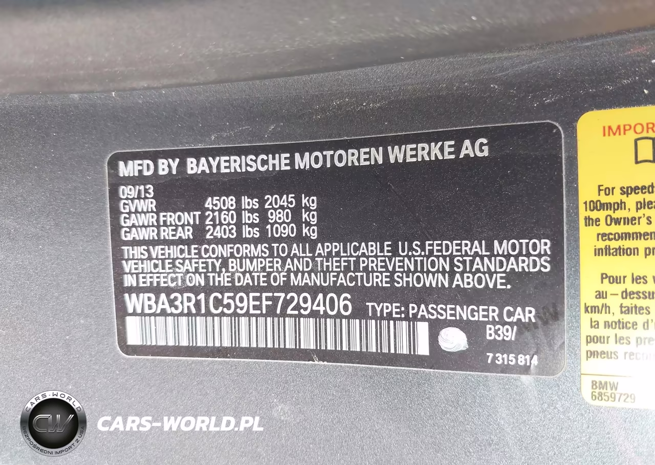 2014 BMW 435I VIN:WBA3R1C59EF729406 - 9