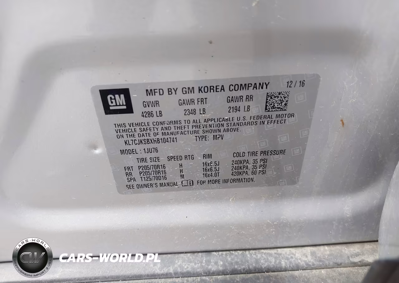 2017 Chevrolet Trax Ls VIN:KL7CJKSBXHB104741 - 9