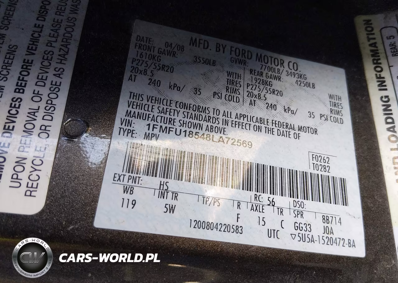 2008 Ford Expedition Eddie Bauer-King Ranch VIN:1FMFU18548LA72569 - 9