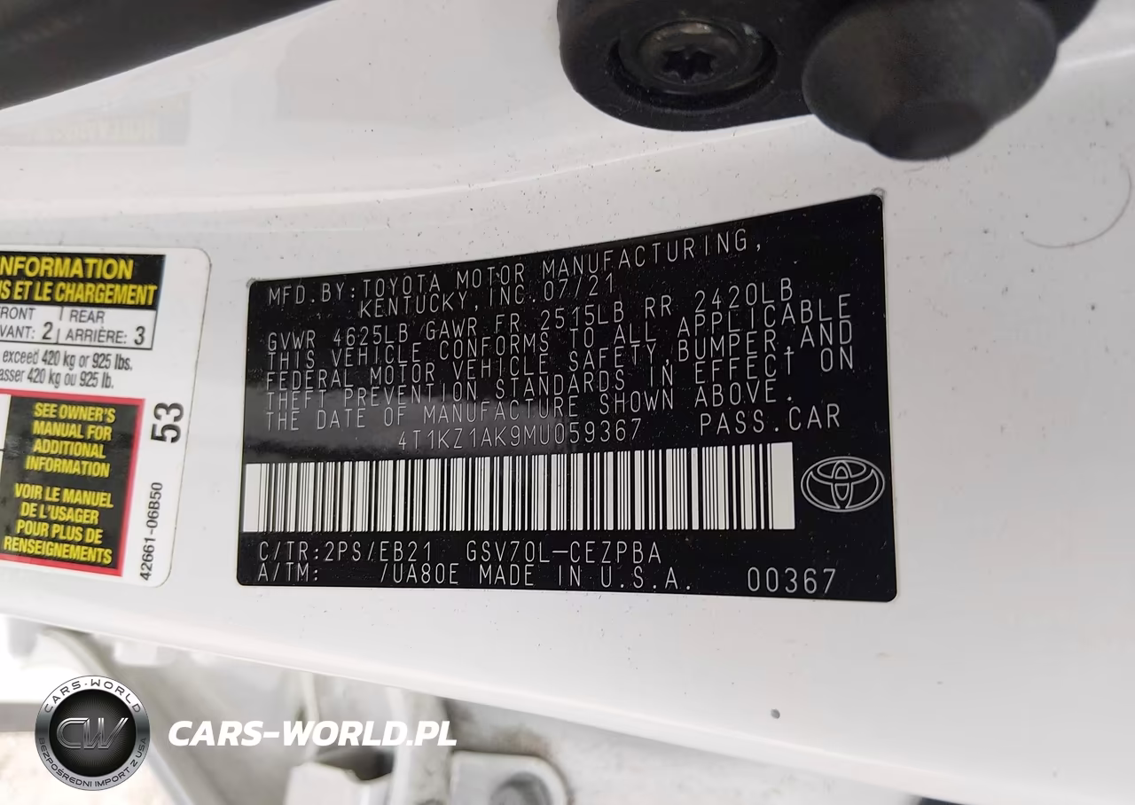 2021 Toyota Camry Trd VIN:4T1KZ1AK9MU059367 - 9