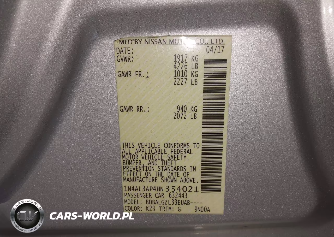 2017 Nissan Altima 2.5 S VIN:1N4AL3AP4HN354021 - 9
