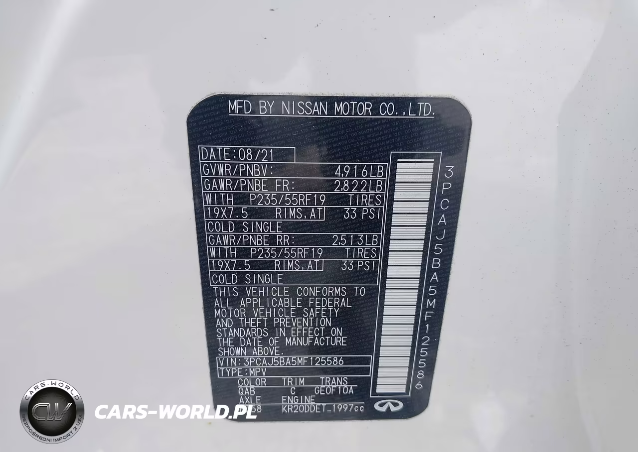 2021 Infiniti Qx50 Luxe VIN:3PCAJ5BA5MF125586 - 9
