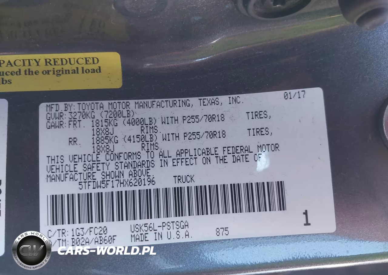 2017 Toyota Tundra Sr5 5.7L V8 VIN:5TFDW5F17HX620196 - 9
