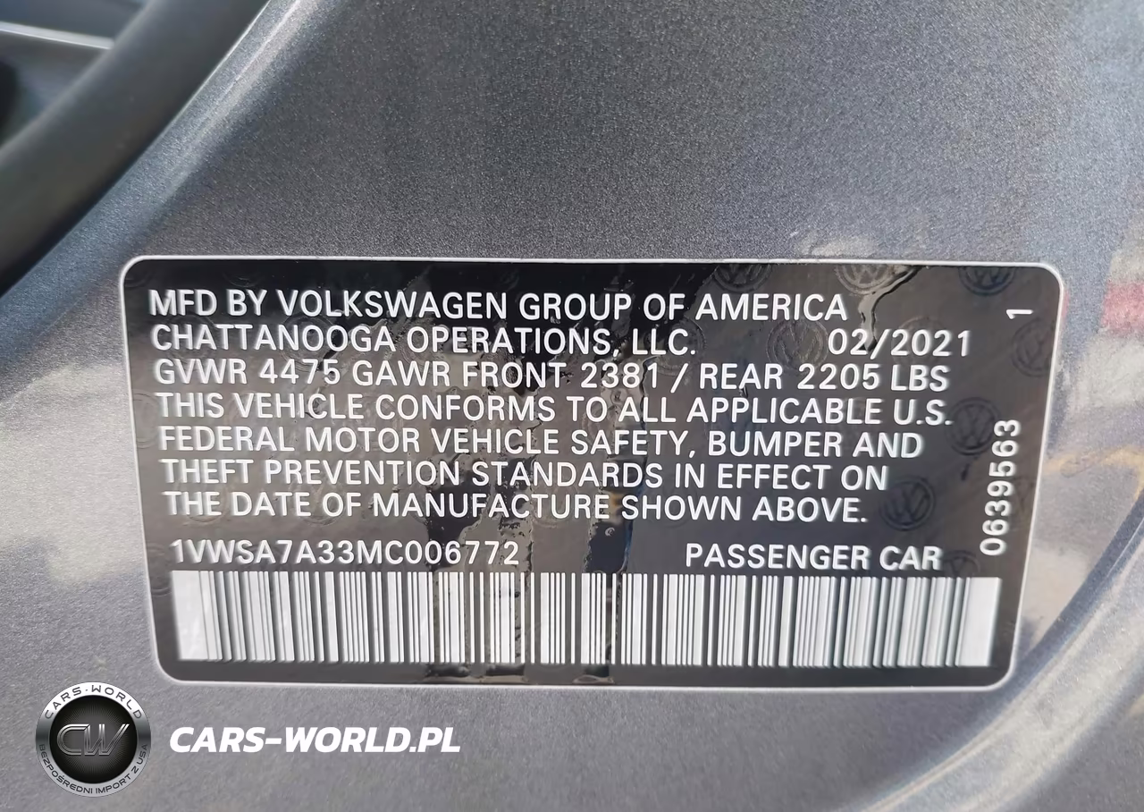 2021 Volkswagen Passat 2.0T Se VIN:1VWSA7A33MC006772 - 9