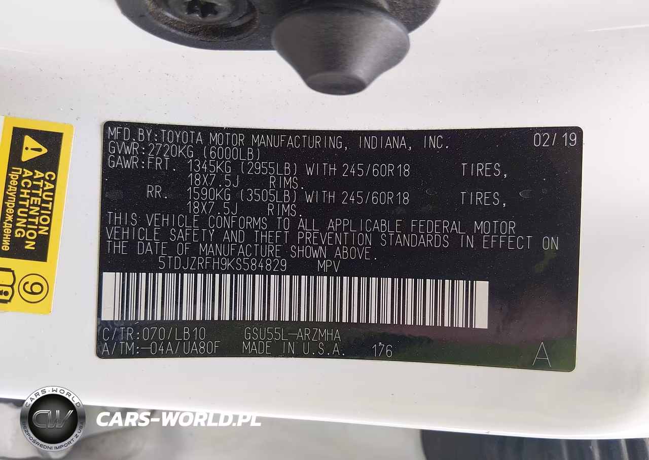 2019 Toyota Highlander Xle VIN:5TDJZRFH9KS584829 - 9