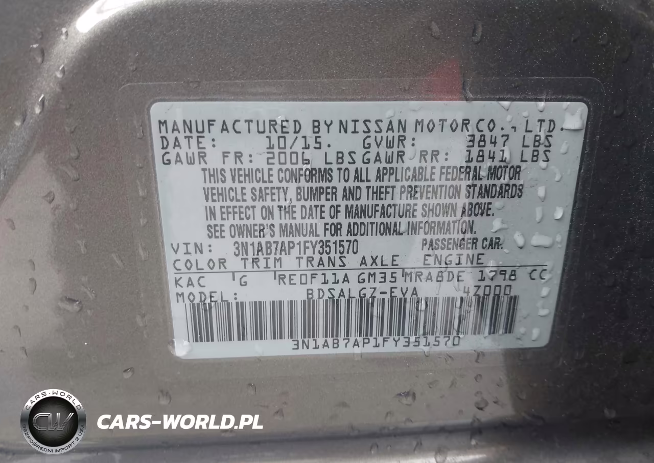 2015 Nissan Sentra Sl VIN:3N1AB7AP1FY351570 - 9