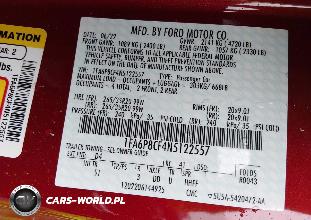 2022 Ford Mustang Gt Premium Fastback VIN:1FA6P8CF4N5122557 - 9