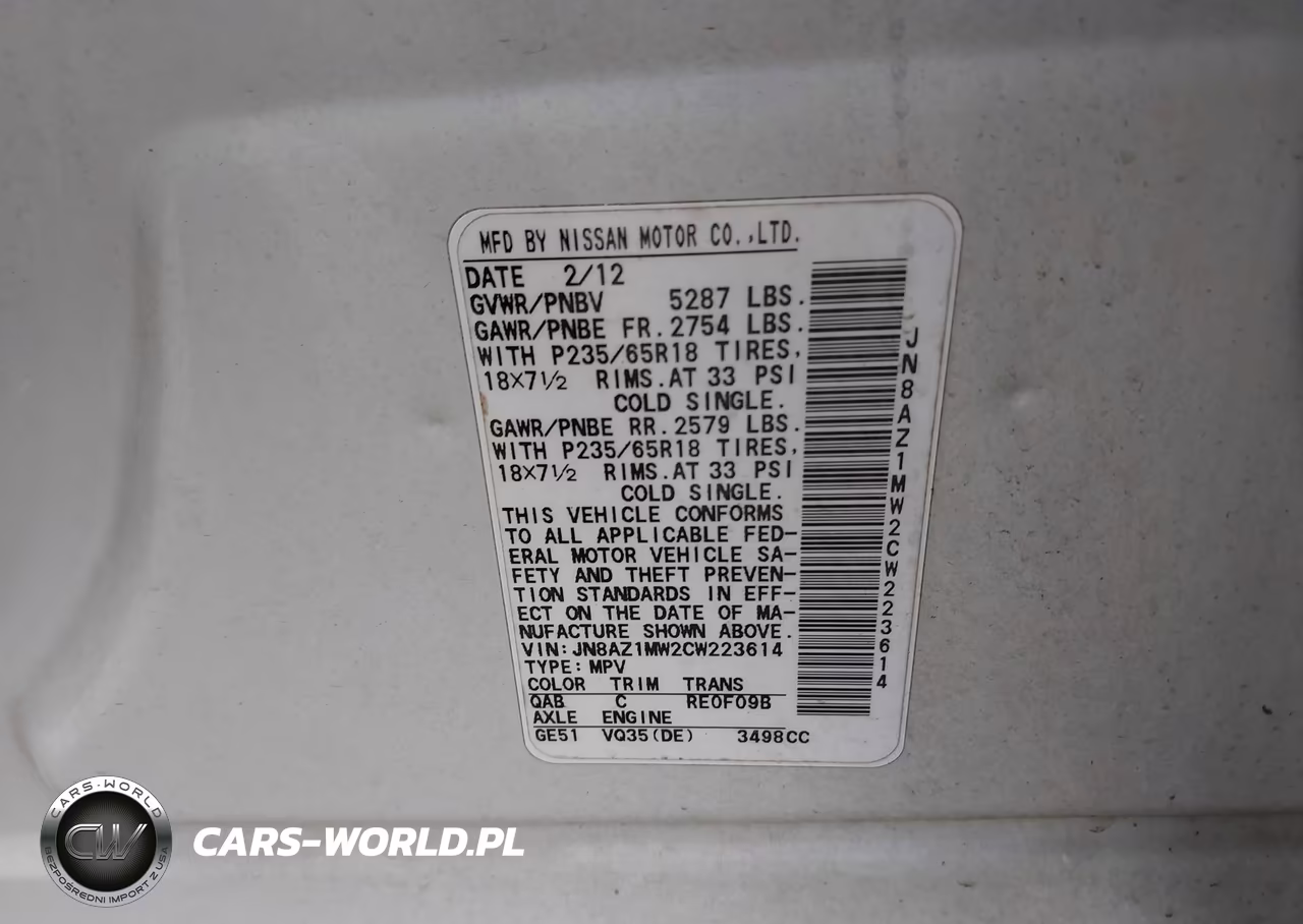 2012 Nissan Murano Sl VIN:JN8AZ1MW2CW223614 - 9