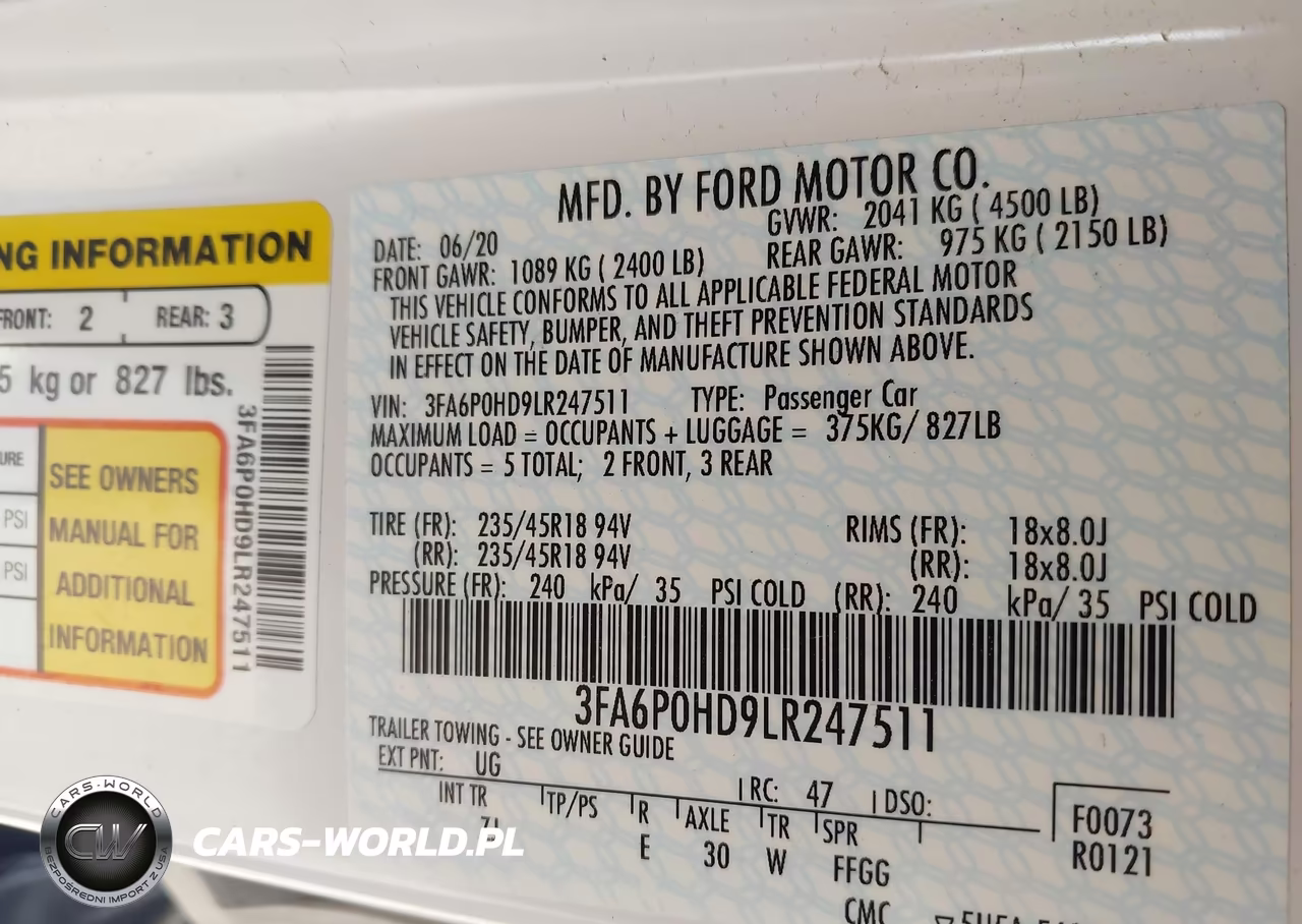 2020 Ford Fusion Se VIN:3FA6P0HD9LR247511 - 9