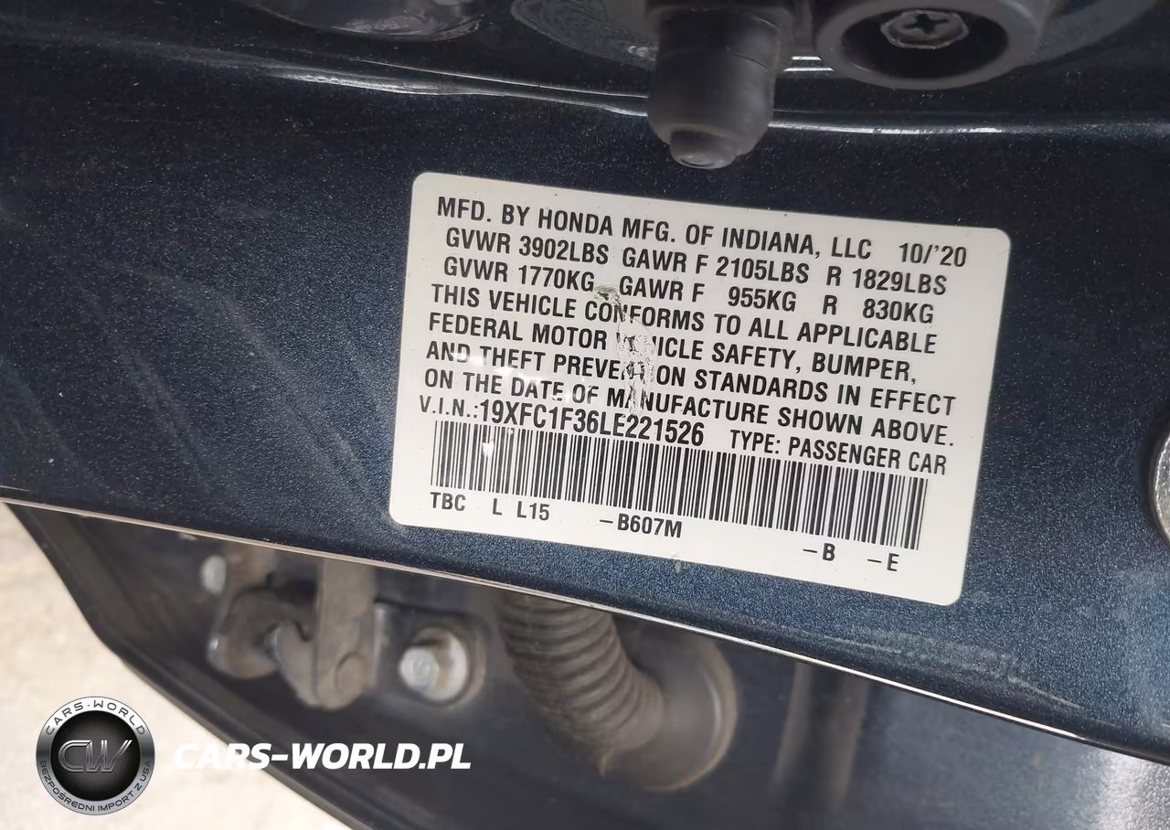 2020 Honda Civic Ex VIN:19XFC1F36LE221526 - 9