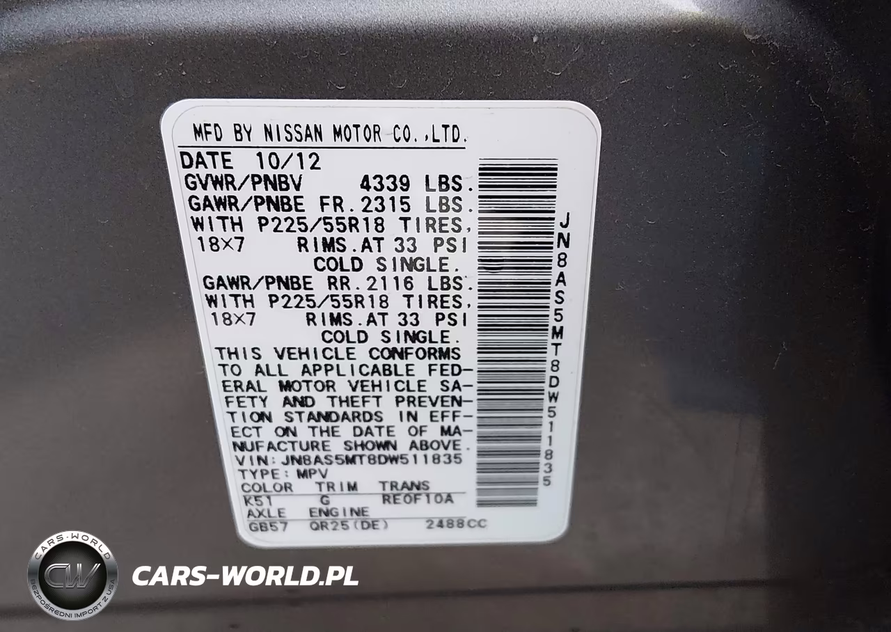 2013 Nissan Rogue Sv W-Sl Pkg VIN:JN8AS5MT8DW511835 - 9