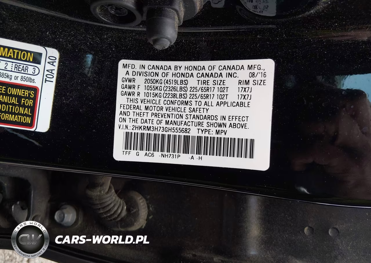 2016 Honda Cr-V Ex-L VIN:2HKRM3H73GH555682 - 9