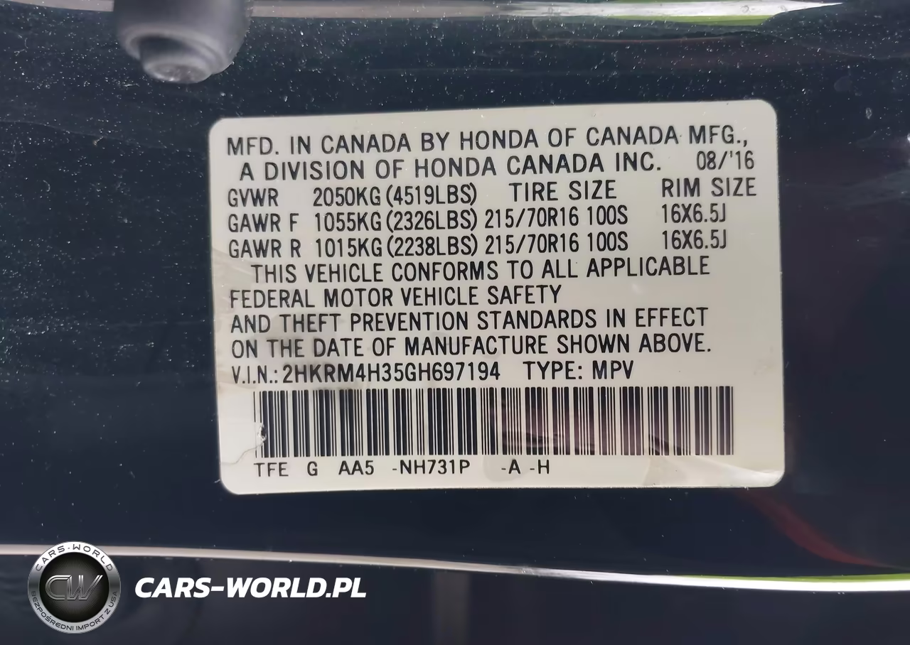 2016 Honda Cr-V Lx VIN:2HKRM4H35GH697194 - 9