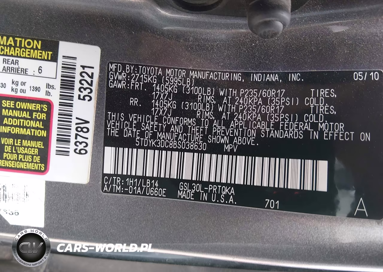 2011 Toyota Sienna Xle V6 VIN:5TDYK3DC8BS038630 - 9