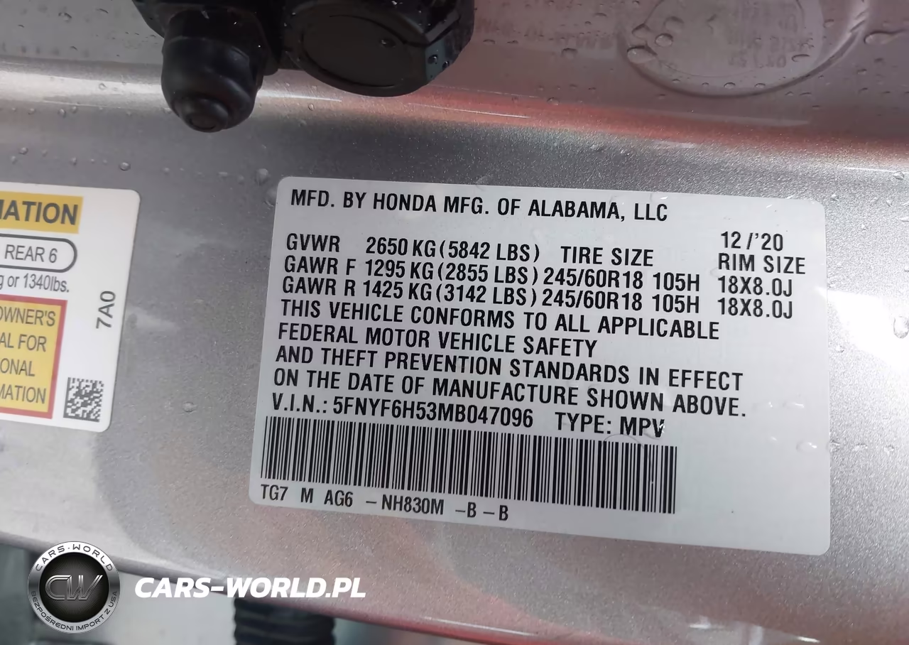 2021 Honda Pilot Awd Ex-L VIN:5FNYF6H53MB047096 - 9