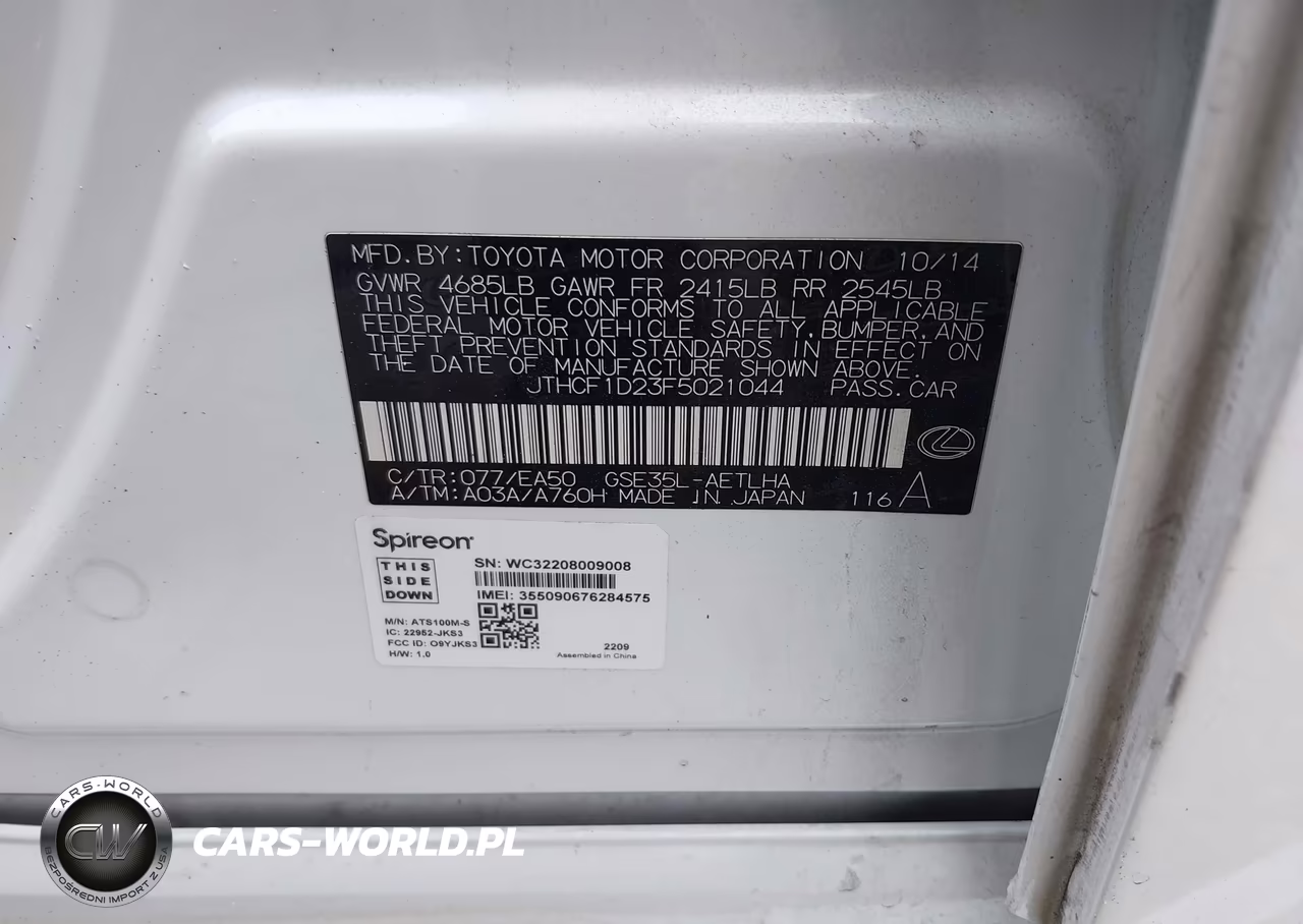 2015 Lexus Is 250 VIN:JTHCF1D23F5021044 - 9