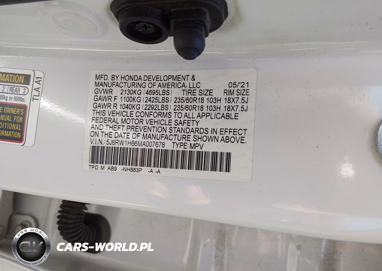 2021 Honda Cr-V 2Wd Ex-L VIN:5J6RW1H86MA007678 - 9