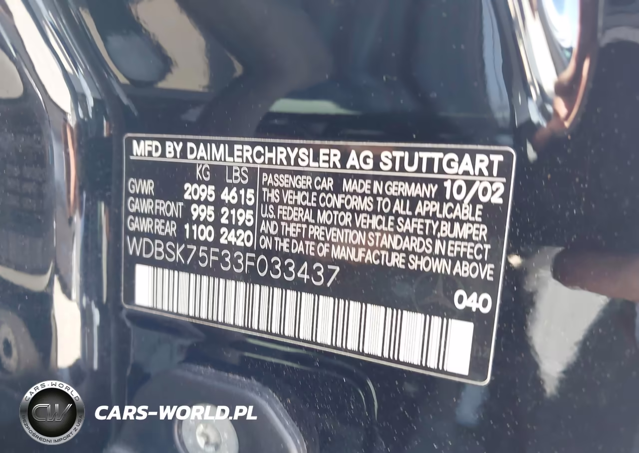 2003 Mercedes-Benz Sl 500 VIN:WDBSK75F33F033437 - 9