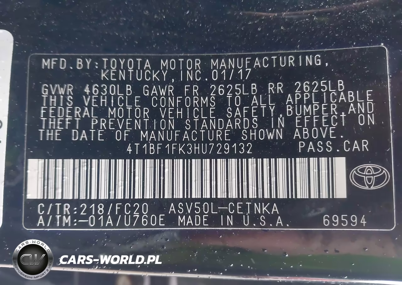 2017 Toyota Camry Le VIN:4T1BF1FK3HU729132 - 9