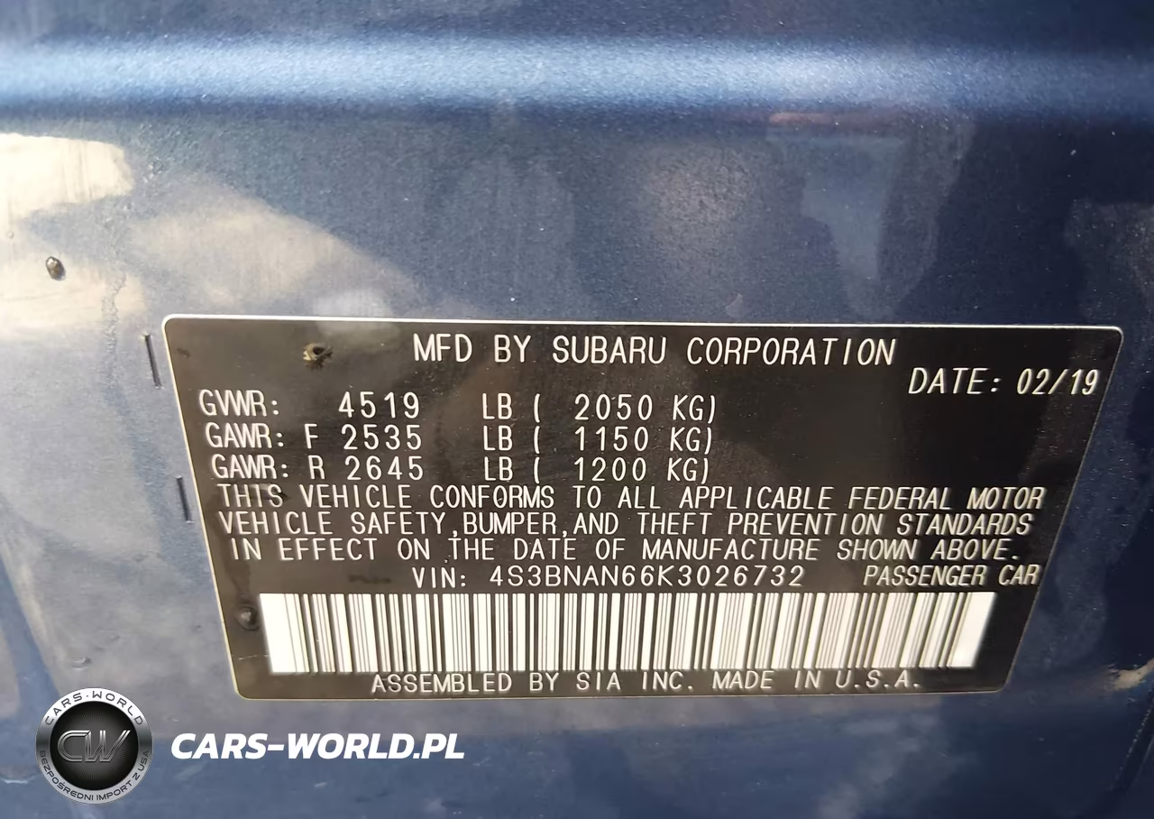 2019 Subaru Legacy 2.5I Limited VIN:4S3BNAN66K3026732 - 9