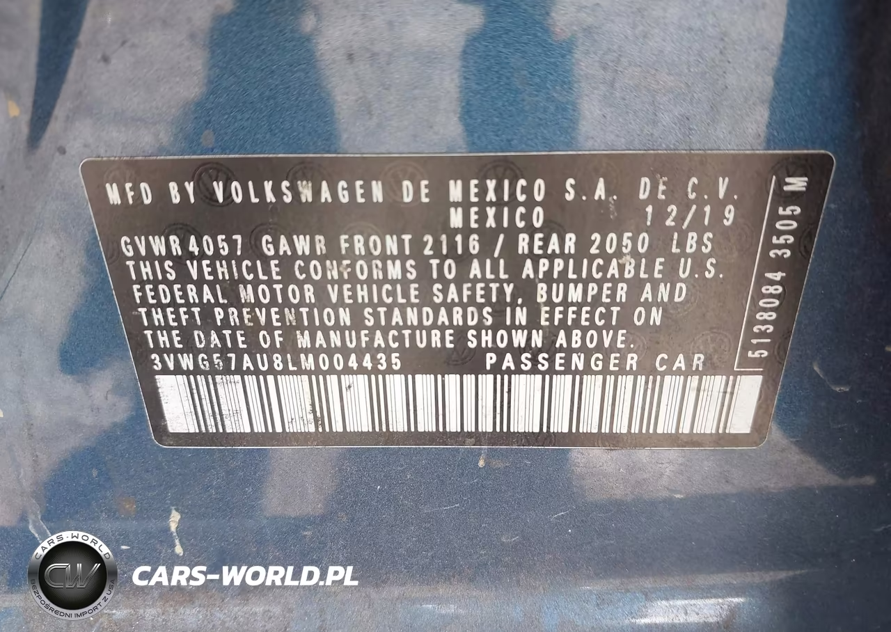 2020 Volkswagen Golf 1.4T Tsi VIN:3VWG57AU8LM004435 - 9