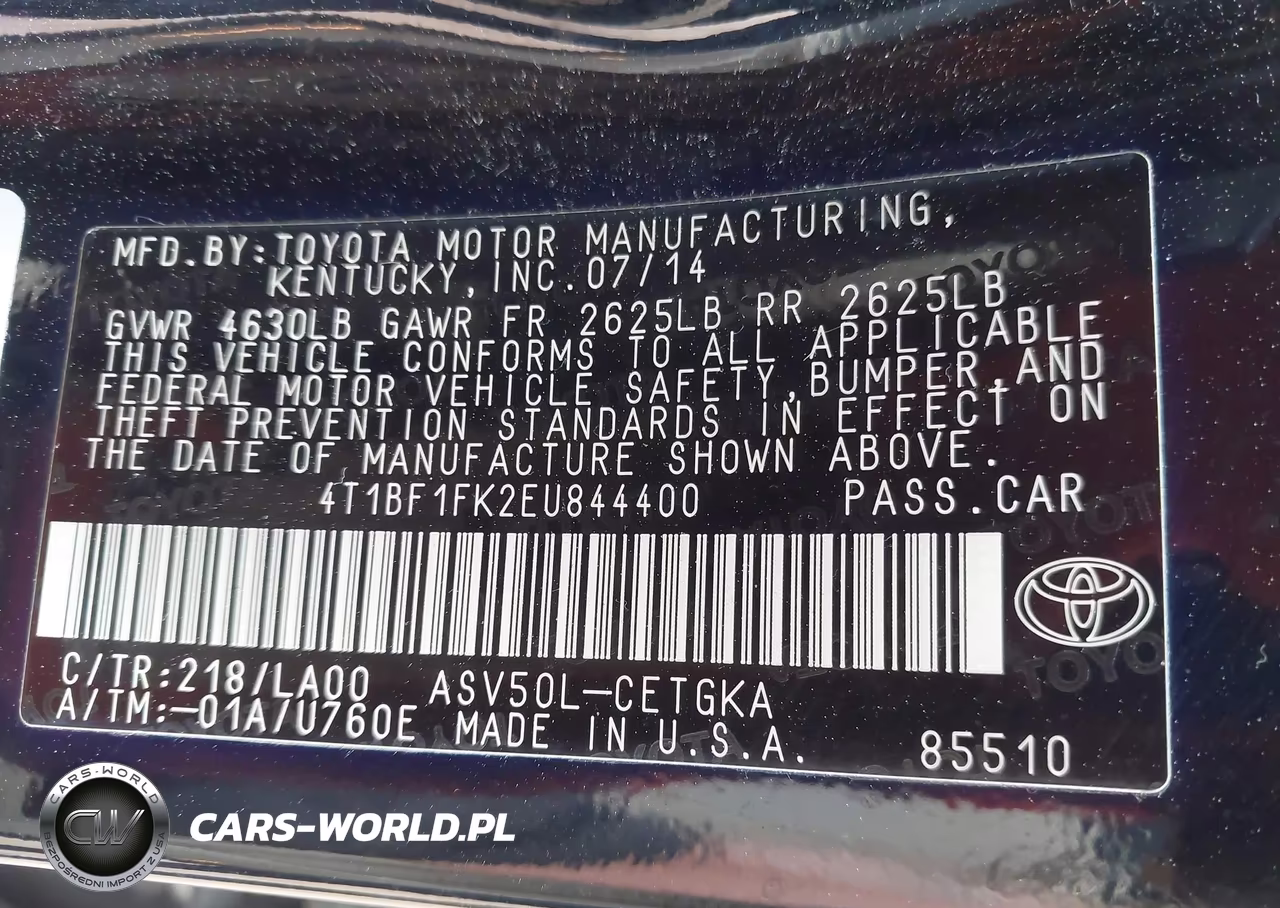 2014 Toyota Camry Xle VIN:4T1BF1FK2EU844400 - 9