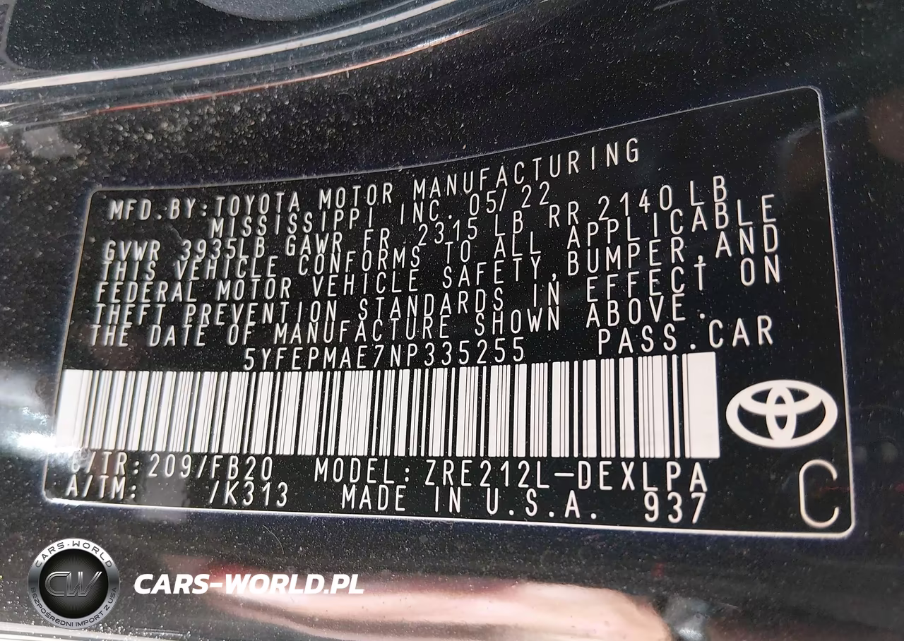 2022 Toyota Corolla Le VIN:5YFEPMAE7NP335255 - 9