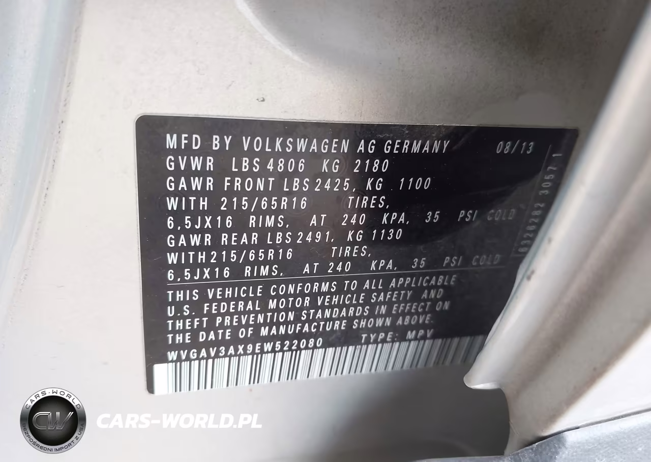 2014 Volkswagen Tiguan S VIN:WVGAV3AX9EW522080 - 9