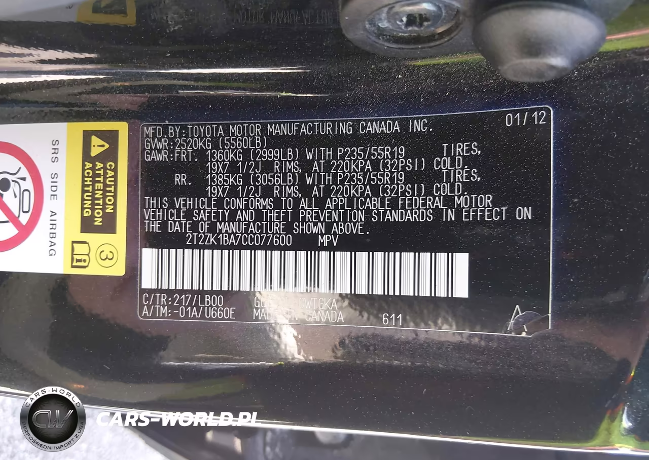 2012 Lexus Rx 350 VIN:2T2ZK1BA7CC077600 - 9