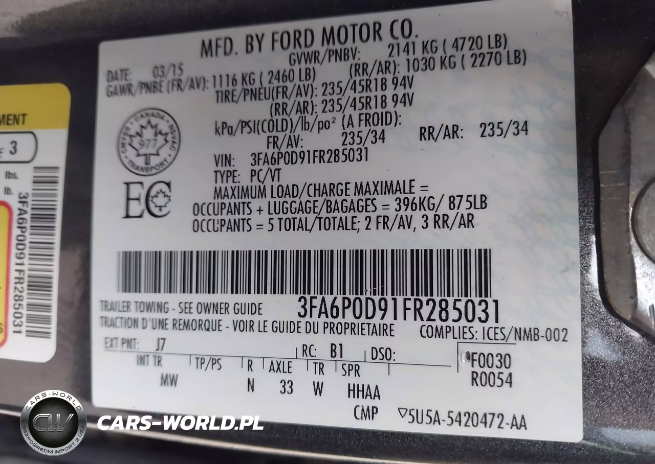 2015 Ford Fusion Titanium VIN:3FA6P0D91FR285031 - 9