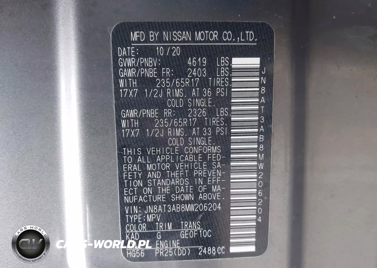 2021 Nissan Rogue S Intelligent Awd VIN:JN8AT3AB8MW206204 - 9