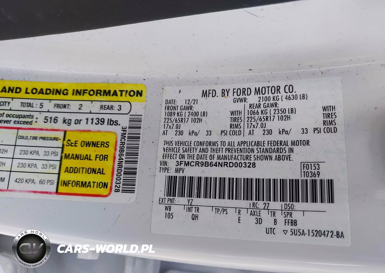 2022 Ford Bronco Sport Big Bend VIN:3FMCR9B64NRD00328 - 9