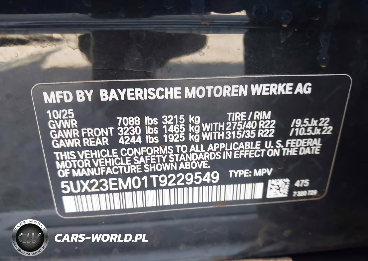 2026 BMW X7 xDrive40I VIN:5UX23EM01T9229549 - 9