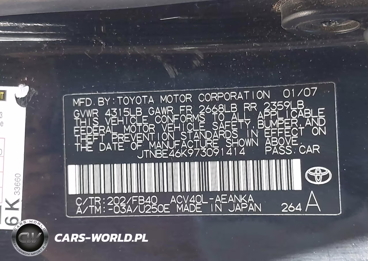 2007 Toyota Camry Le VIN:JTNBE46K973091414 - 9