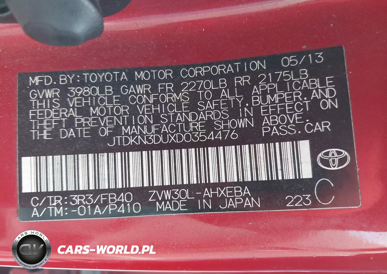 2013 Toyota Prius Two VIN:JTDKN3DUXD0354476 - 9