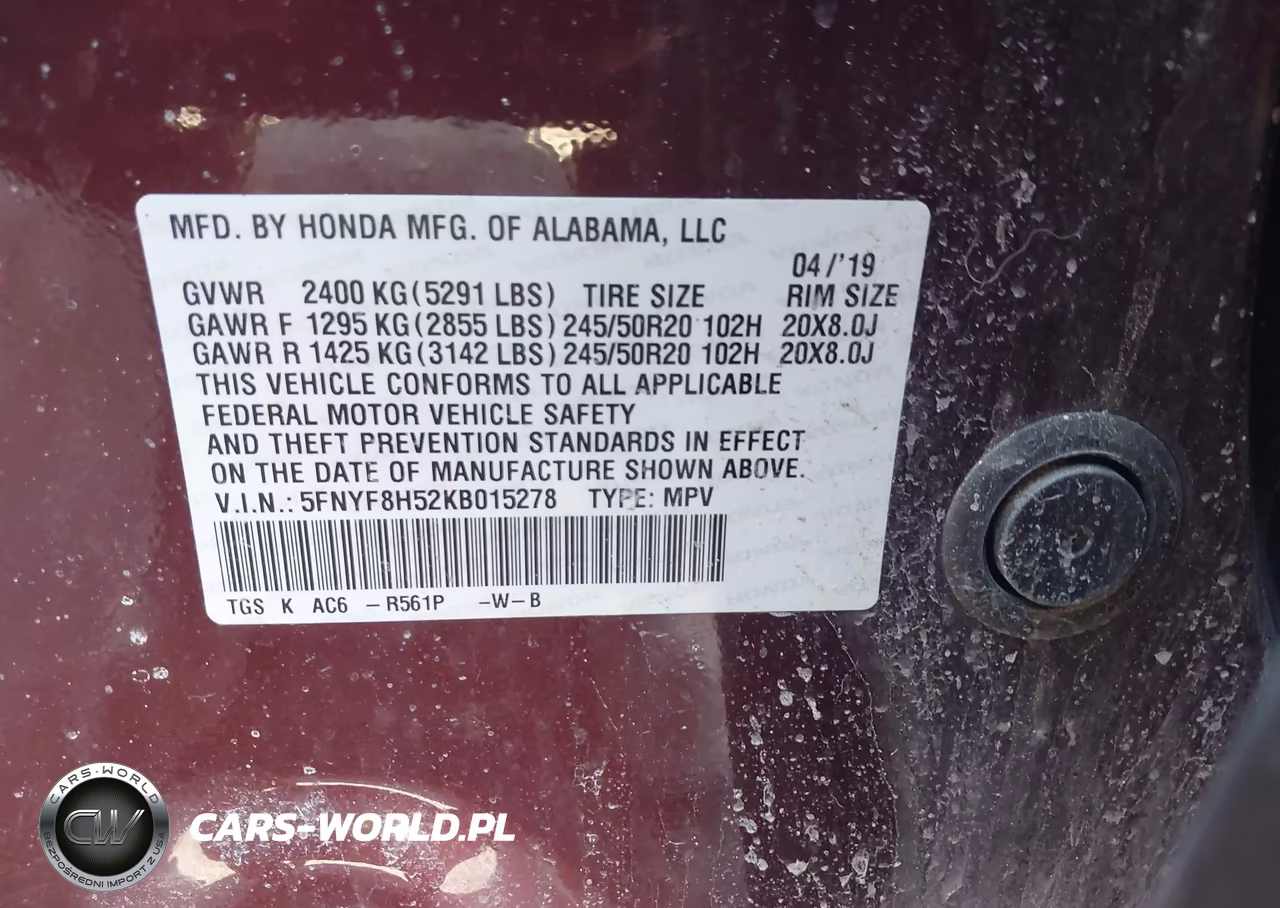 2019 Honda Passport Ex-L VIN:5FNYF8H52KB015278 - 9