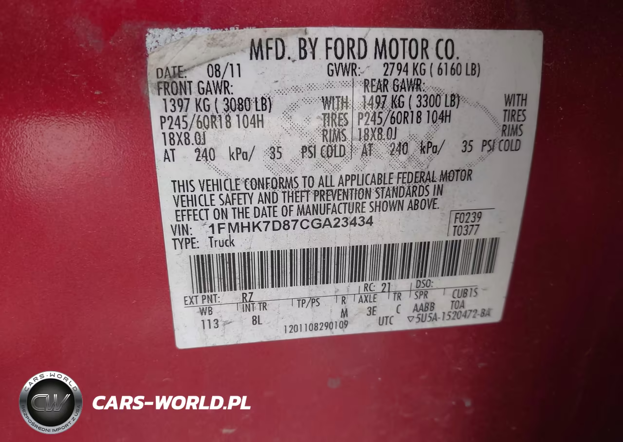 2012 Ford Explorer Xlt VIN:1FMHK7D87CGA23434 - 9