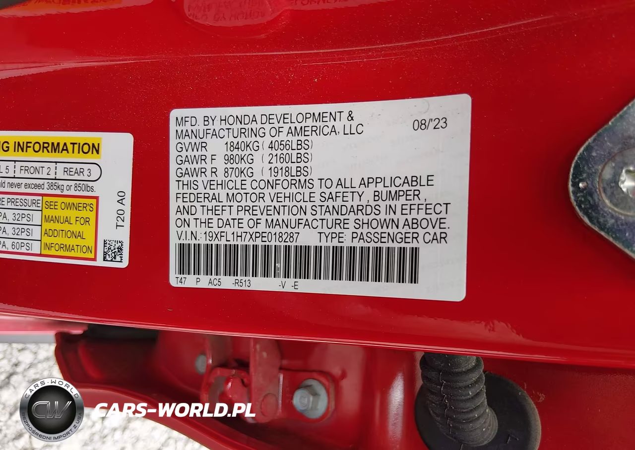 2023 Honda Civic Ex-L-Ex-L W-O Bsi VIN:19XFL1H7XPE018287 - 9