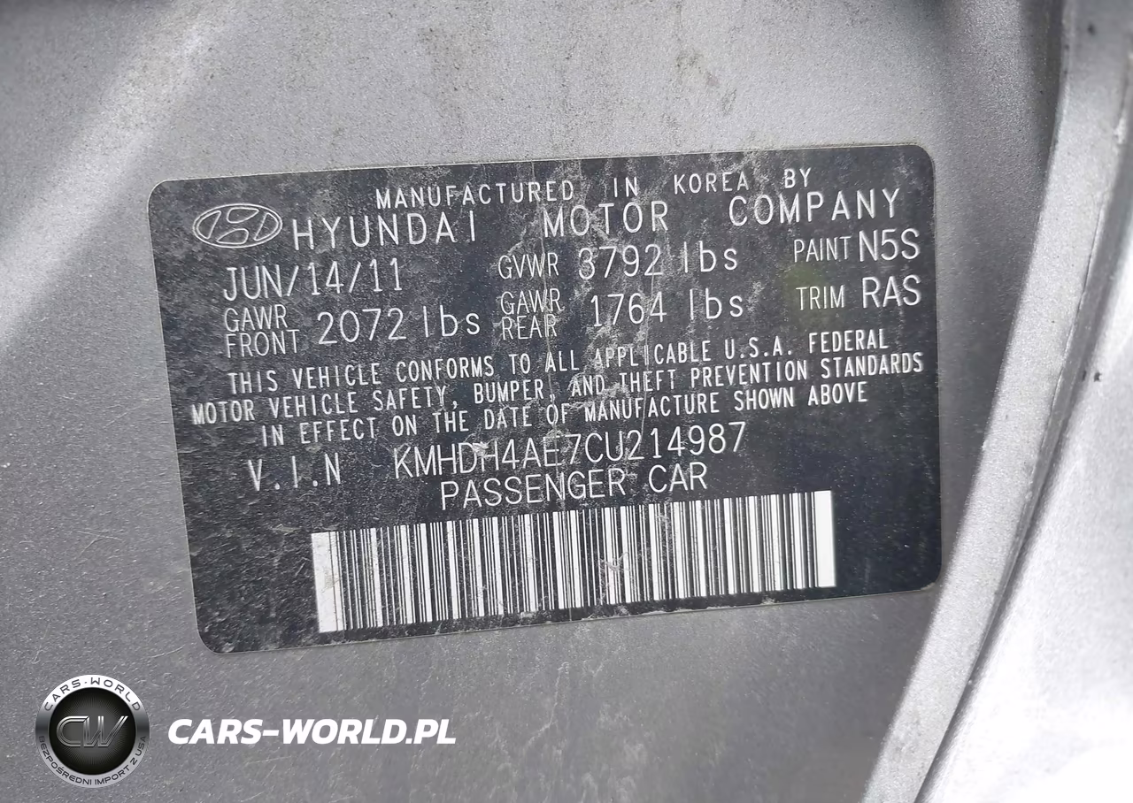 2012 Hyundai Elantra Limited (Ulsan Plant) VIN:KMHDH4AE7CU214987 - 9