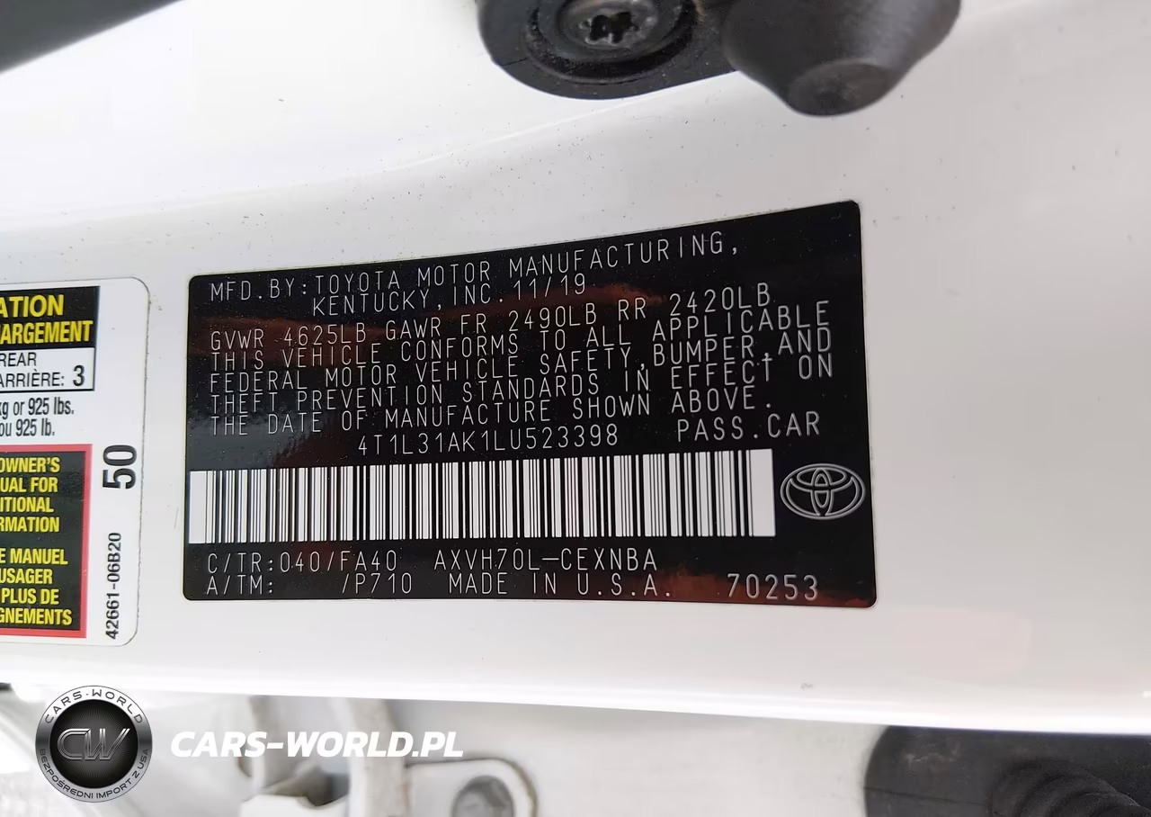 2020 Toyota Camry Le Hybrid VIN:4T1L31AK1LU523398 - 9