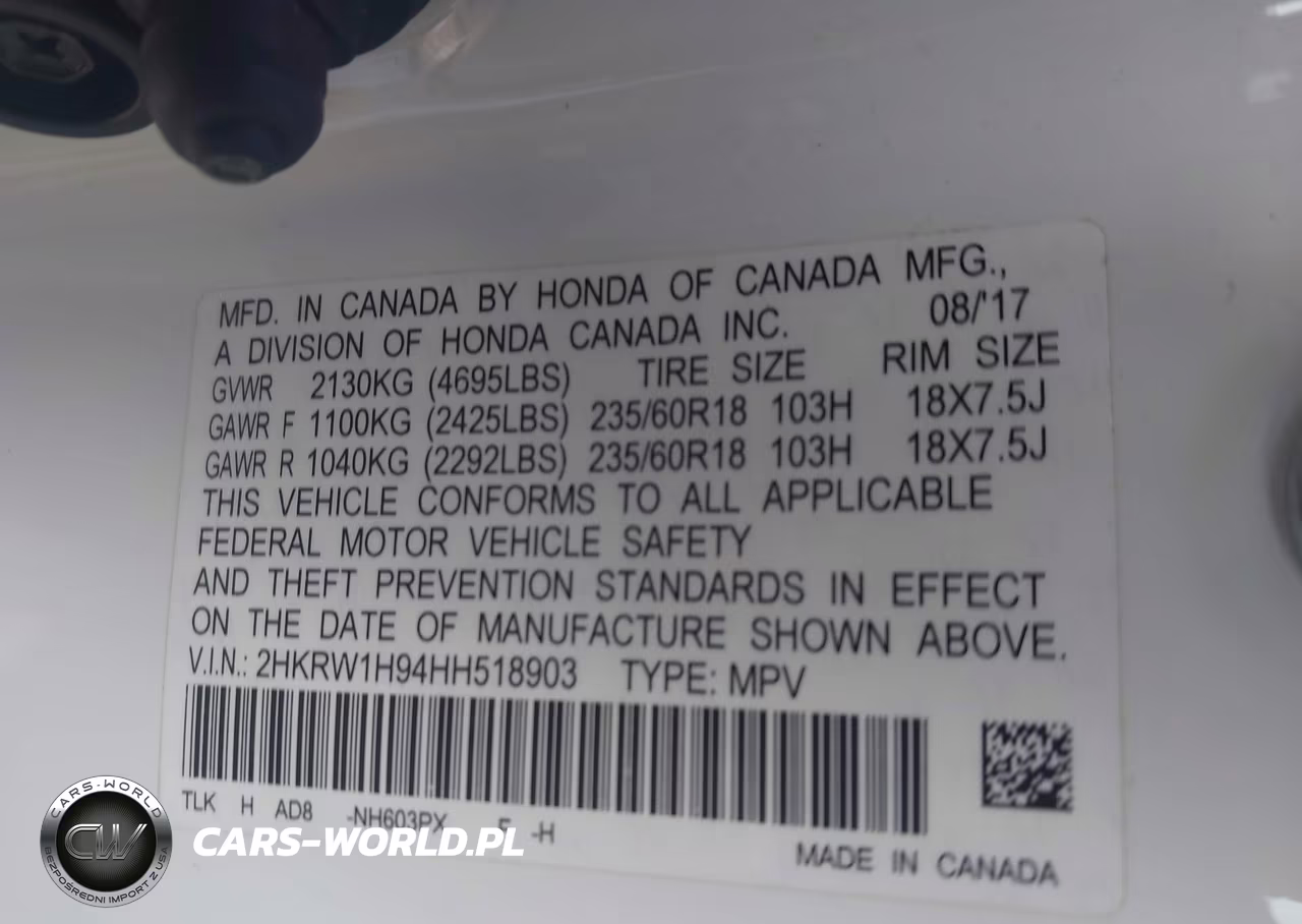 2017 Honda Cr-V Touring VIN:2HKRW1H94HH518903 - 9