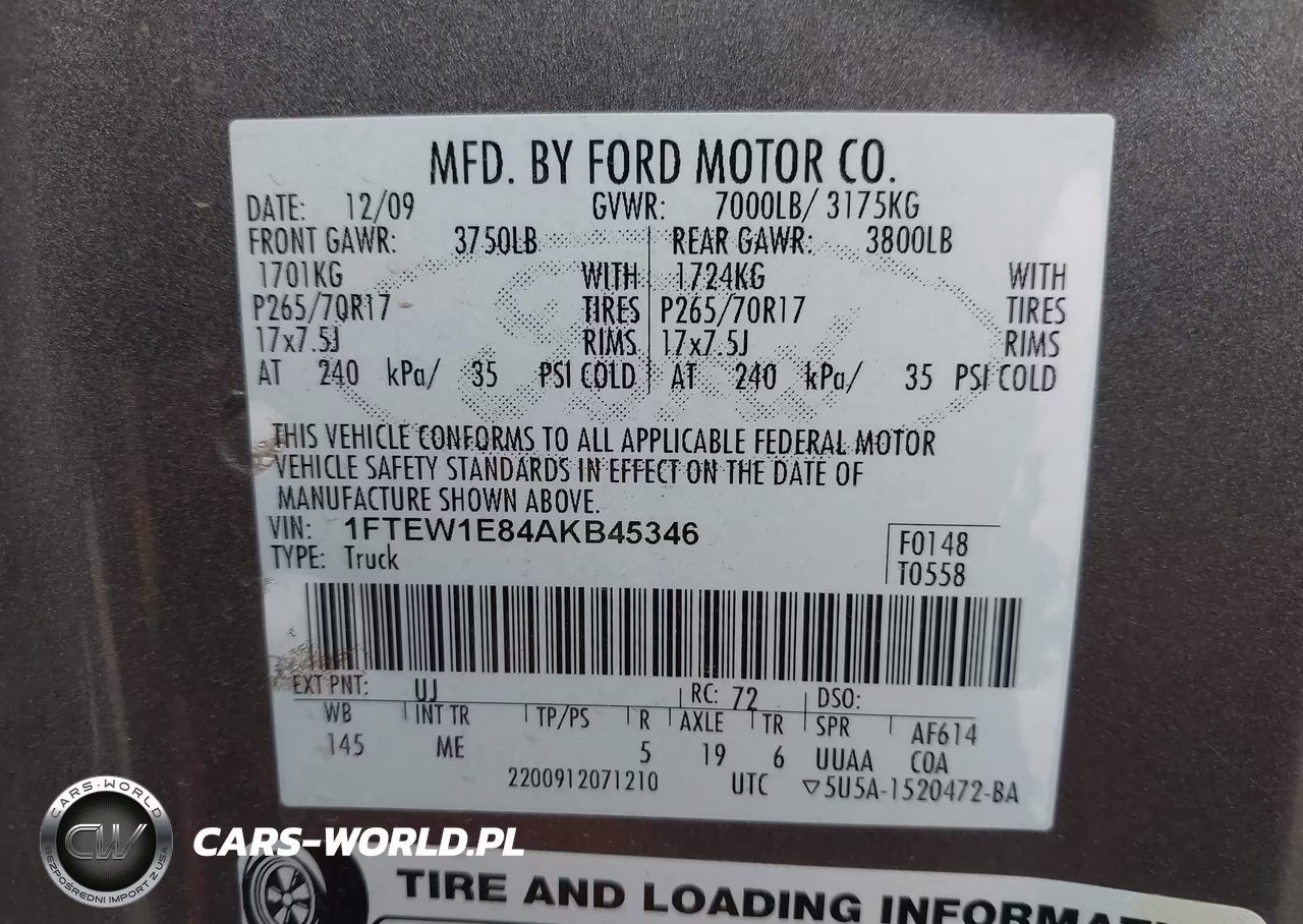 2010 Ford F-150 Xl-Xlt VIN:1FTEW1E84AKB45346 - 9