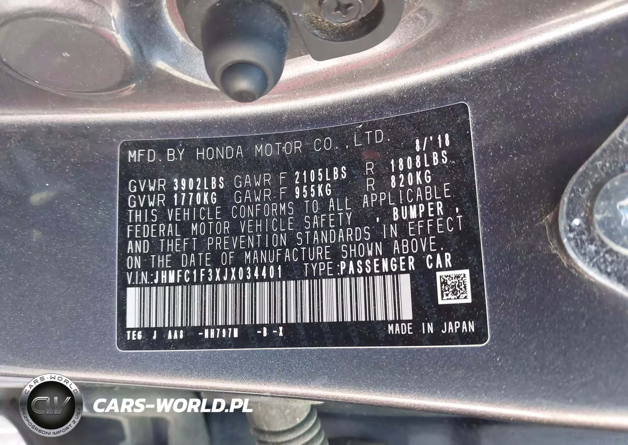 2018 Honda Civic Ex-T VIN:JHMFC1F3XJX034401 - 9