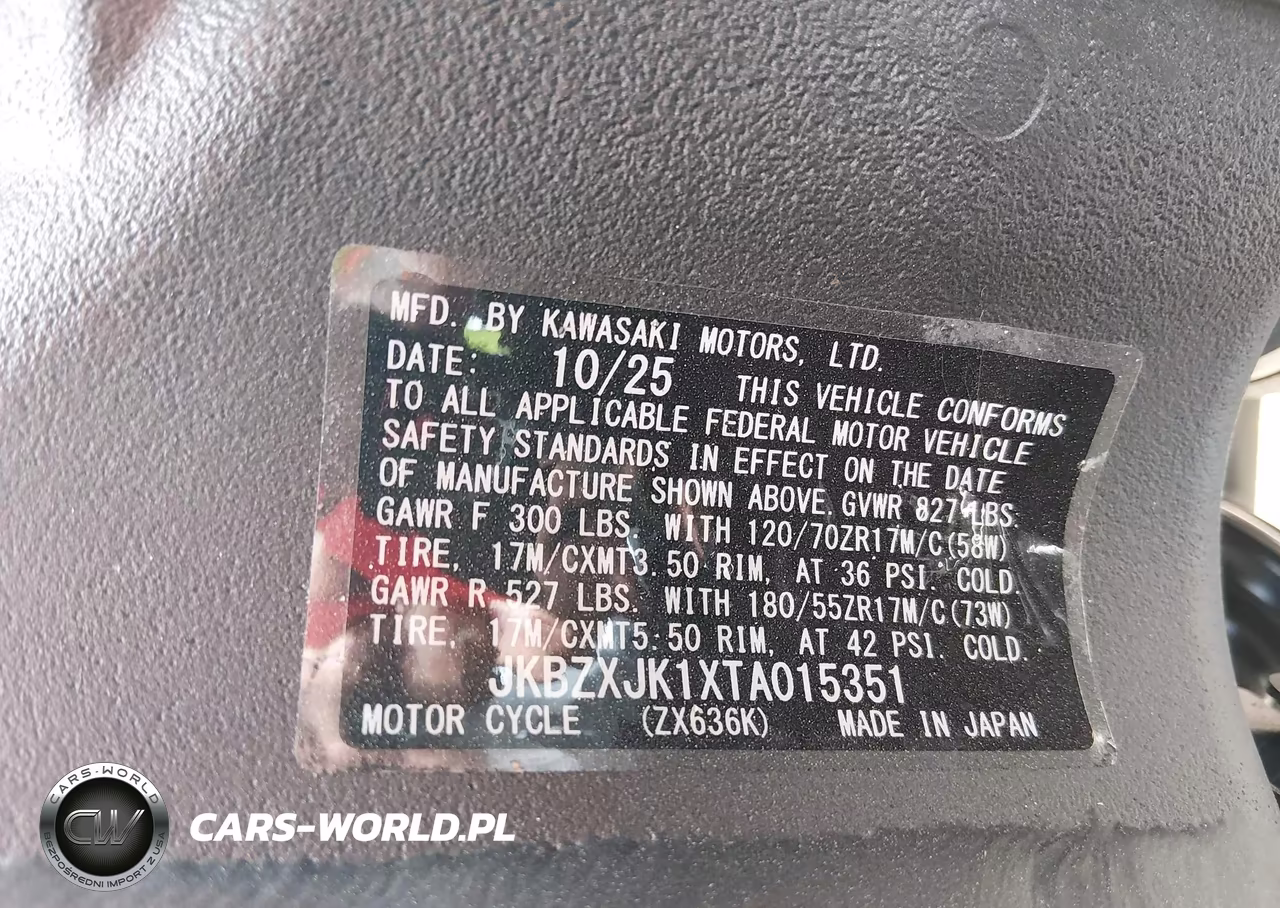 2026 Kawasaki Zx636 K VIN:JKBZXJK1XTA015351 - 10