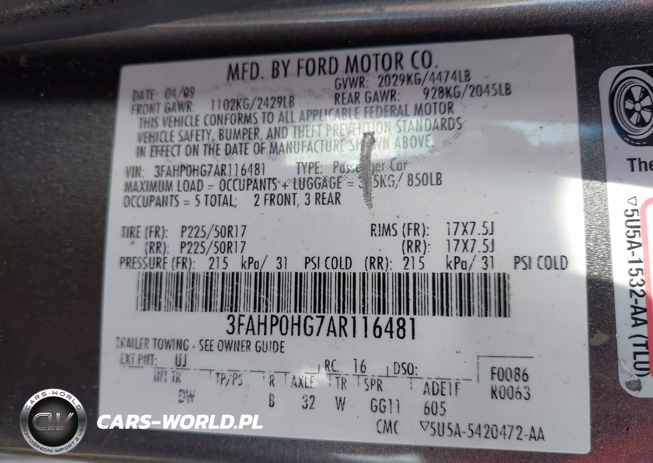 2010 Ford Fusion Se VIN:3FAHP0HG7AR116481 - 9