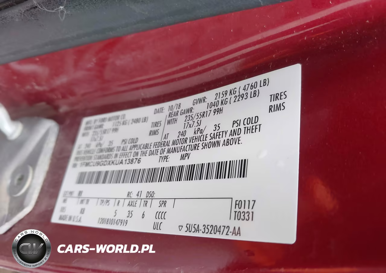 2019 Ford Escape Se VIN:1FMCU9GDXKUA13876 - 9