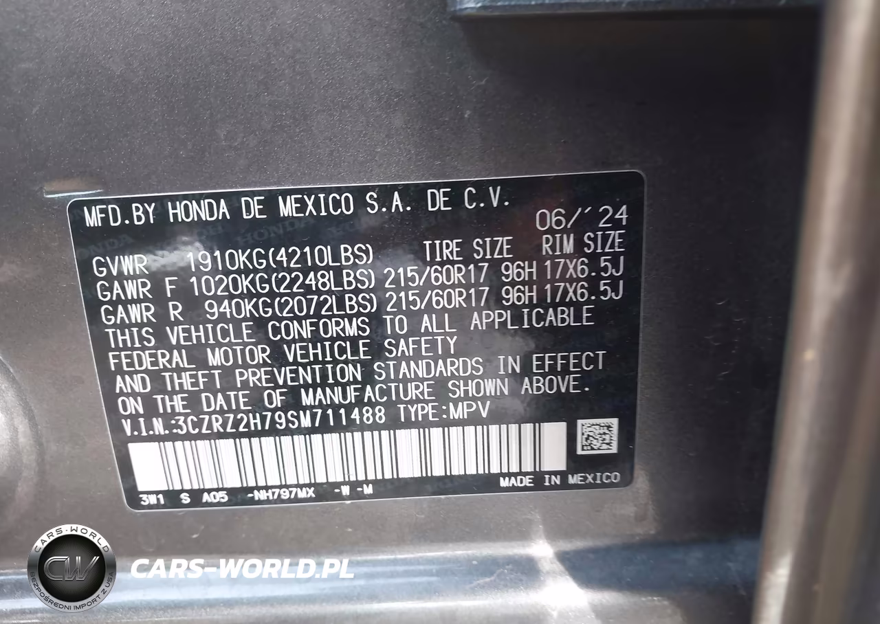 2025 Honda Hr-V Awd Ex-L VIN:3CZRZ2H79SM711488 - 9