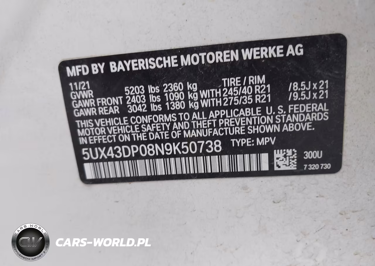 2022 BMW X3 Sdrive30I VIN:5UX43DP08N9K50738 - 9